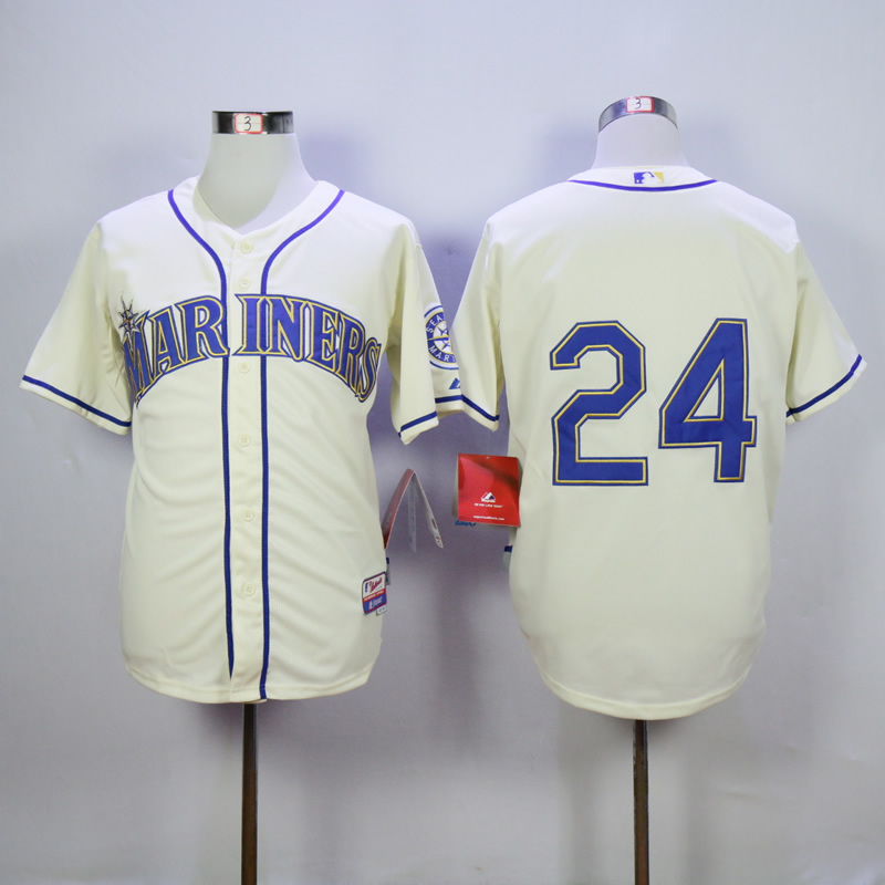 Men Seattle Mariners #24 Griffey Cream MLB Jerseys